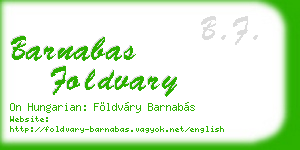barnabas foldvary business card