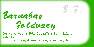 barnabas foldvary business card